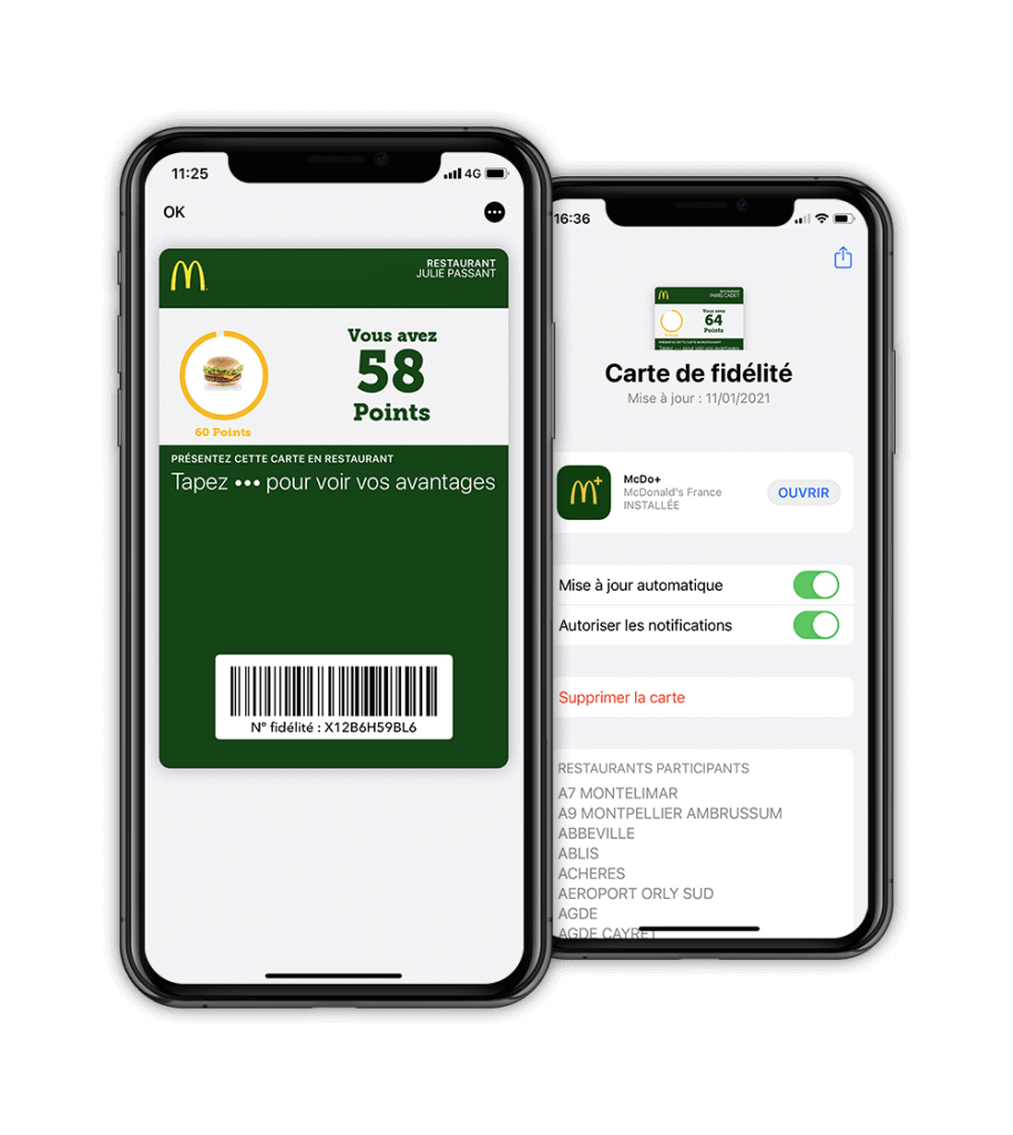 Carte de fidélité Wallet de la marque Mcdonald's France