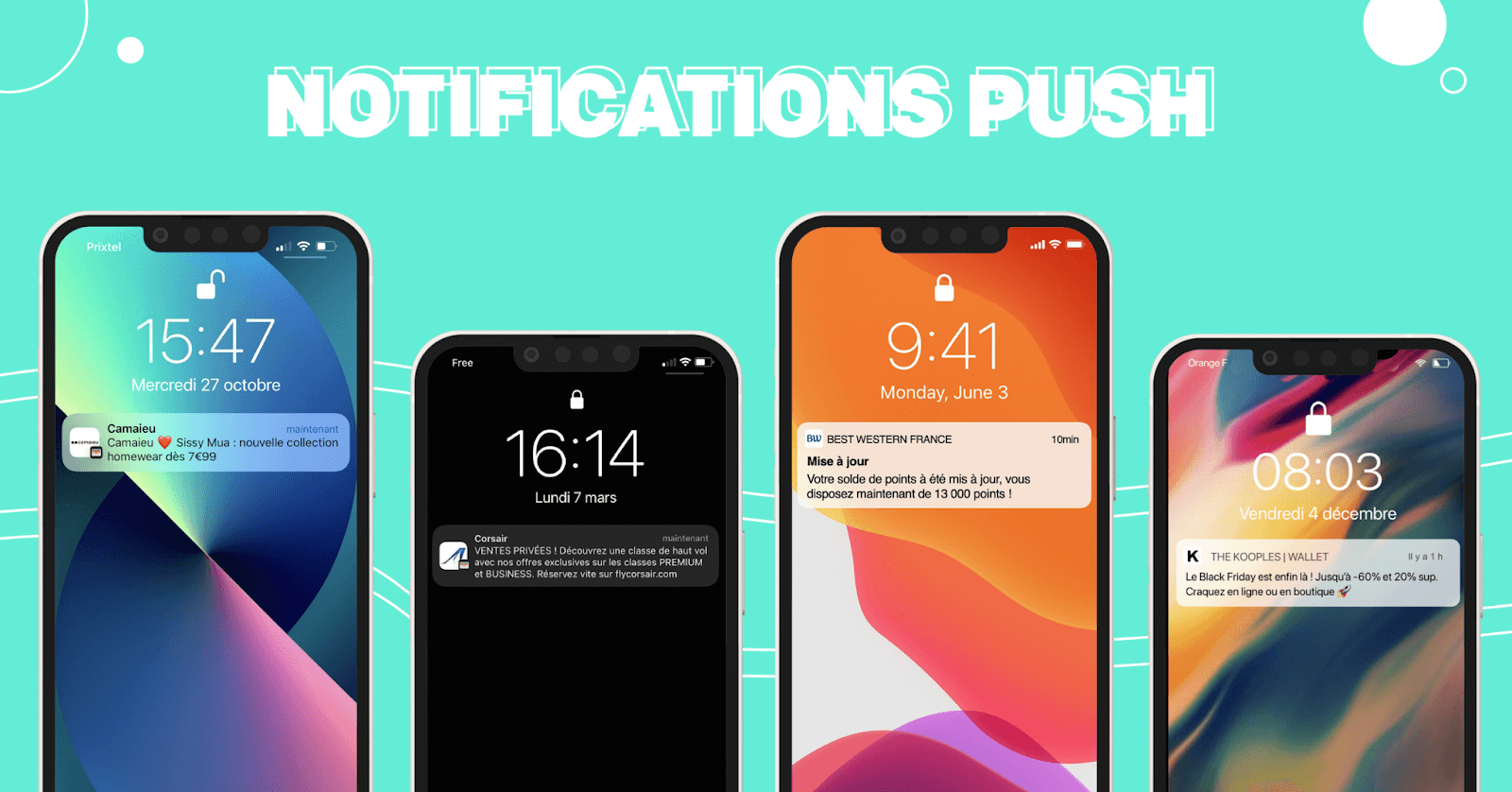 Différentes notifications push